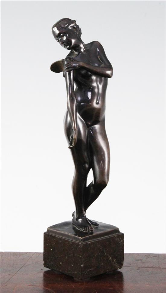 An early 20th century patinated bronze figure of Psyche, 9.5in.